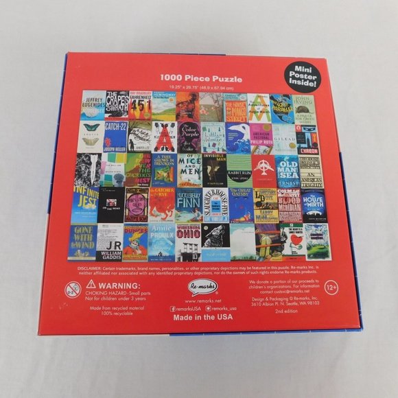 Re-Marks Great American Novels Jigsaw Puzzle 1000 pc 19x27 inches Book Covers - Picture 7 of 9